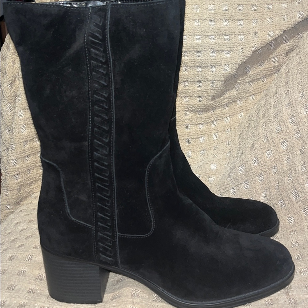 Vince Camuto, water, repellent Black Suede Mid-Calf Boots